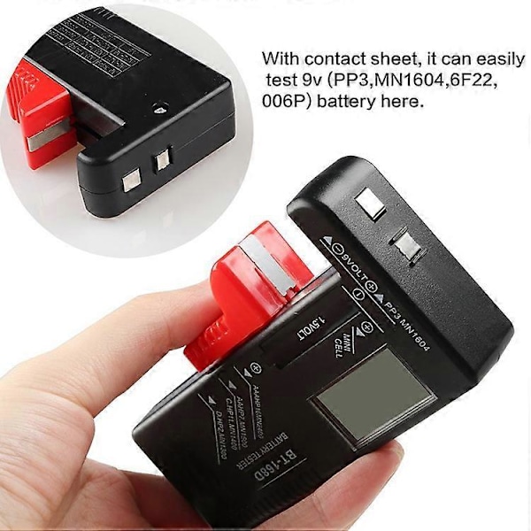 Digital batteritestare, för AAA AA CD 9V 1,5V knappcellsbatterier