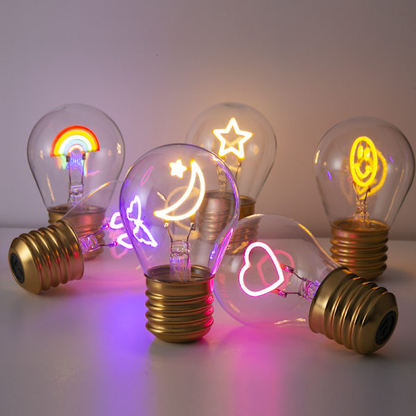 Edison-inspirerad LED-lampa med uppladdningsbart batteri och sladdlös USB-laddning, Regnbåge, Fjäril, Måne, Färgglad rolig dekoration, 1 st star