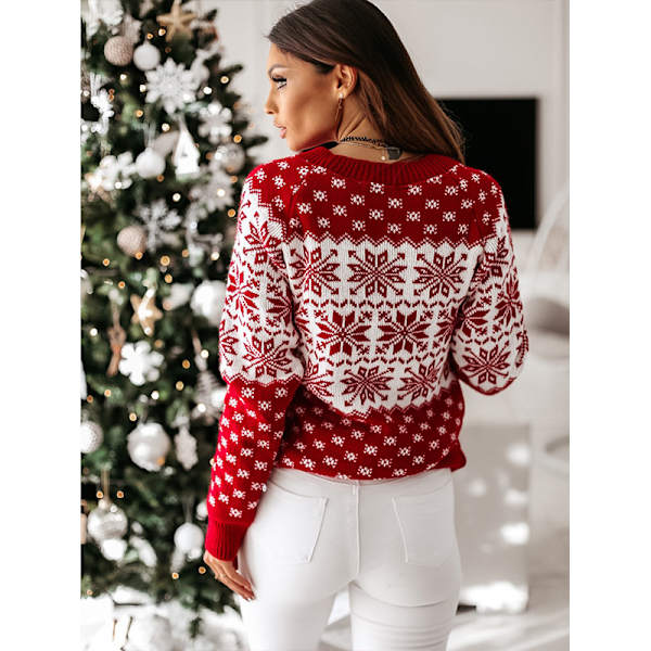 Kvinnors Fula Julkläder Xmas Pullover Tröja Jumper Rundhals L