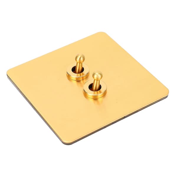 Vippströmbrytare Imitation Guld Rostfritt Stål Panel Dubbel Kontroll Väggvippströmbrytare AC250V