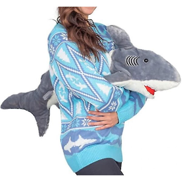 Unisex Stickad Ful Jultröja - Nyhet 3D Dock Pullover För shark M