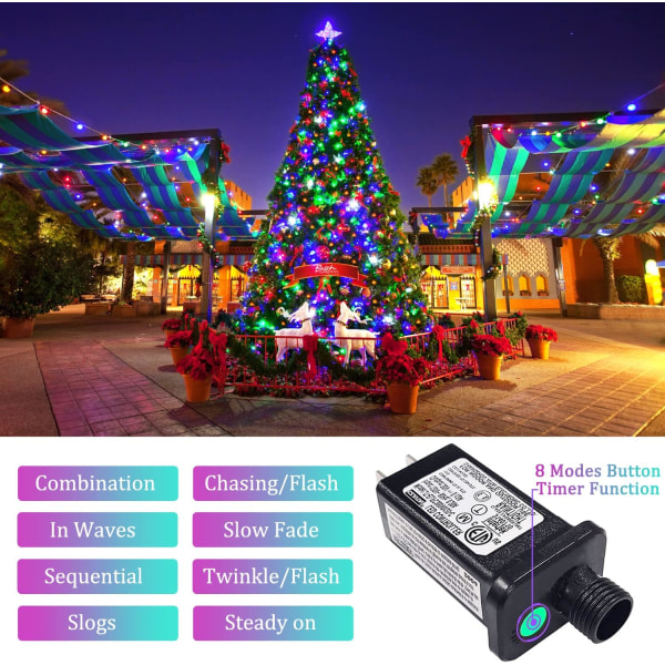 200 LED Flerfärgade Julbelysning Utomhus Vattentät, Utbyggbar 20m Multicolor 300 LED