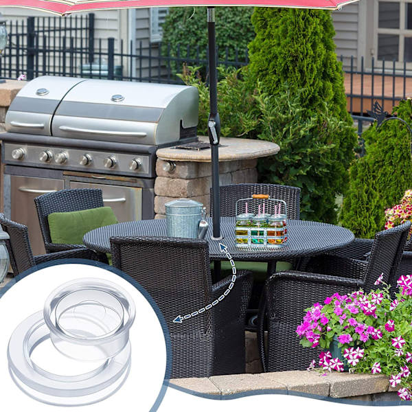 4 st Silikon Patio Bord Paraply Hål Ring Plugg och Lock Set för Glas Utomhus Patio Bord Däck Gård, 2 Tum (Klar)