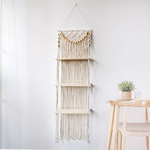Makramé vägghylla, handvävda tapeter, 40*125cm