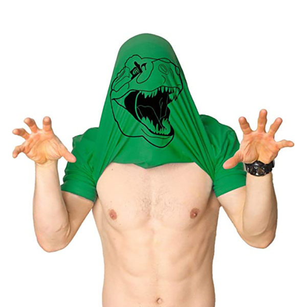 Fråga mig om min t-rex Dinosaur Flip T-shirt Maskerad T-shirt Green 130