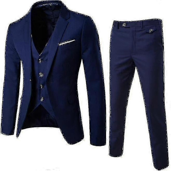 Kostym för män, Business Casual, 3-delad Kostym Blazer Byxor Väst