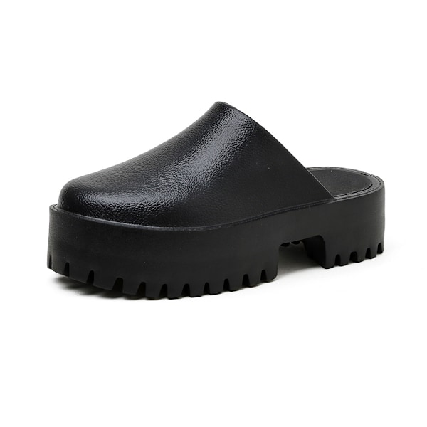 Kvinnors plattform Mules Colgs,Slip on Wedge Tjock sula Colg Tofflor Söt mode semester klackade plattformade sandaler Vatten Strand Komfort Mjuk Sko Black 41
