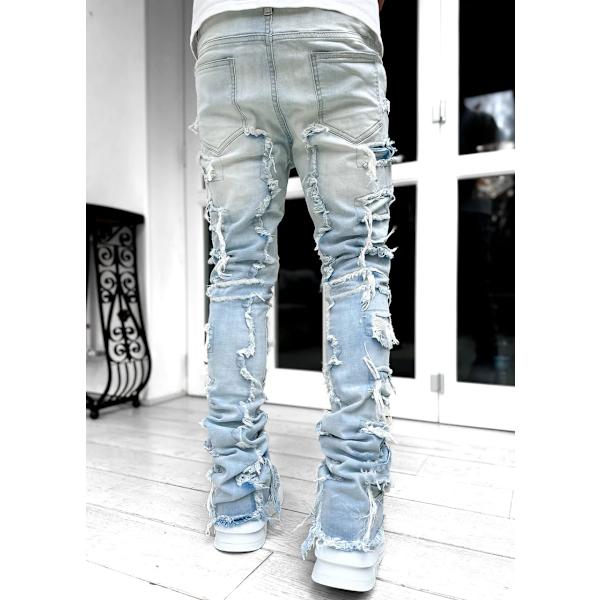 V-hanver Herr Streetwear Baggy Jeans Byxor Kors Hip Hop Män Lös blue