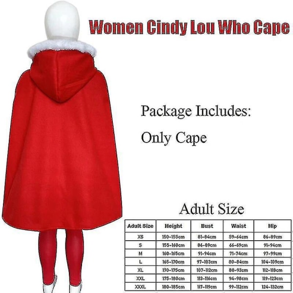 Flickor Cindy Lou Who Cosplay Kvinnor Jultomtekostym Fancy Dress_SJJYV Women Cape 140
