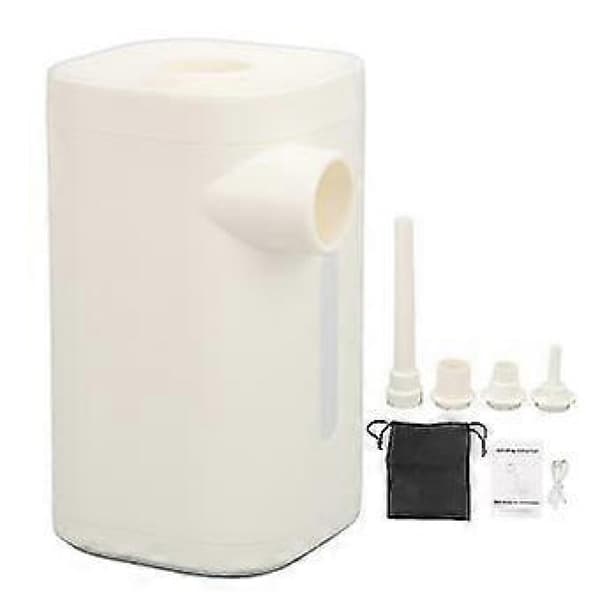 4000mAh Portabel Mini Luftpump med 4 Munstycken - Vit