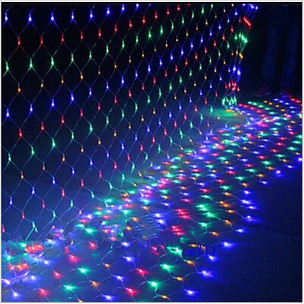 2mx2m 1,5mx1,5m 2x3m Julgirlanger Led String Christmas Net Light Blue 1.5Mx1.5M 96LEDs-US Plug 110V