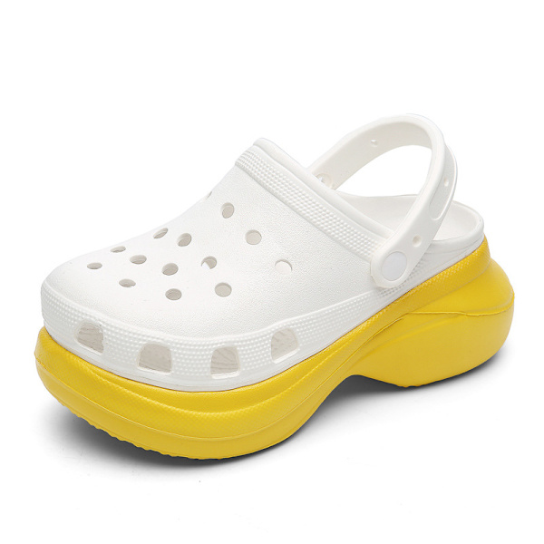 Kvinnors Klassiska Platform Clog Klassiska Hål Strandtofflor Gul och vit 39