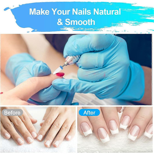 10 Delar Nagelborr Set, 3/32 Keramiska Nagelborrar för Akryl Gel Naglar Sliphuvud Set