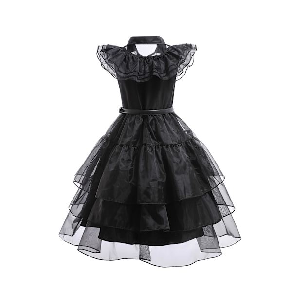 Gotisk Klänning Barn Flickor Cosplay Wednesday Addams Familjen Kostym Halloween Klänning Födelsedagsfest Dresses 150cm
