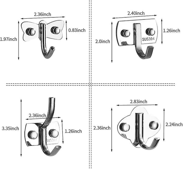 4-pack Väggkrokar i rostfritt stål Heavy Duty Coat