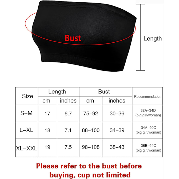 Trådlös Bralette för Kvinnor, Sömlös Bandeau, Stretchig, Ostoppad Svart, marinblå, vinröd M