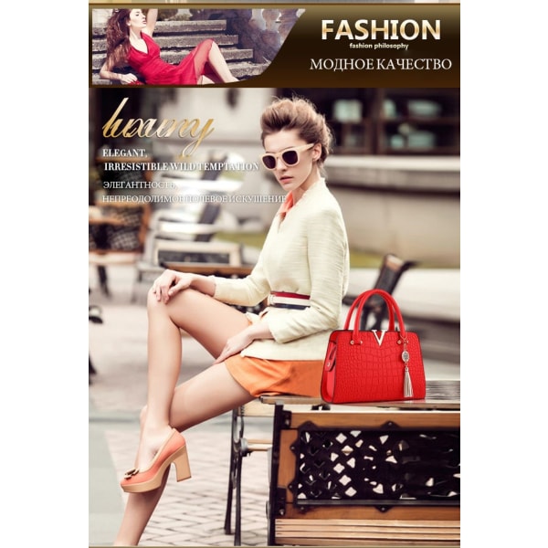 Axelväska Casual Mångsidig handväska för kvinnor (Fashion Faux Leather Sh Red