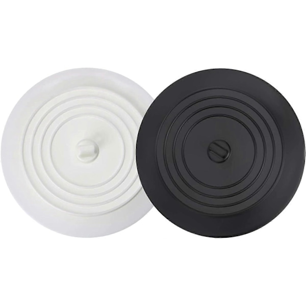 2 stycken Badkarspropp, Universal 15 cm Badkarspropp, Diskbänkspropp, Silikonpropp för Kök, för att Förhindra Läckage (Vit och Svart)