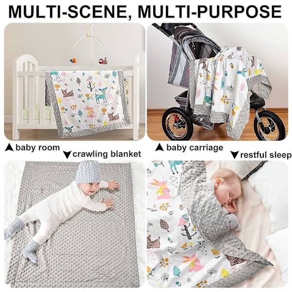 Ekologisk Babyfilt i Bomull, Fleece 70x105cm, Dubbelsidig Nomadisk Babyfilt för Pojke och Flicka