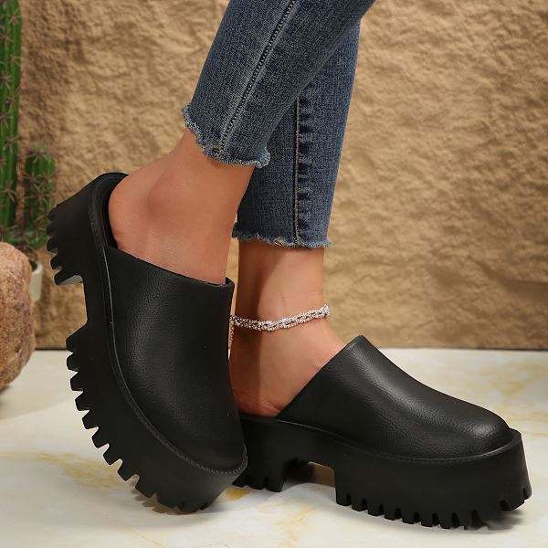 Kvinnors plattform Mules Colgs,Slip on Wedge Tjock sula Colg Tofflor Söt mode semester klackade plattformade sandaler Vatten Strand Komfort Mjuk Sko Black 40