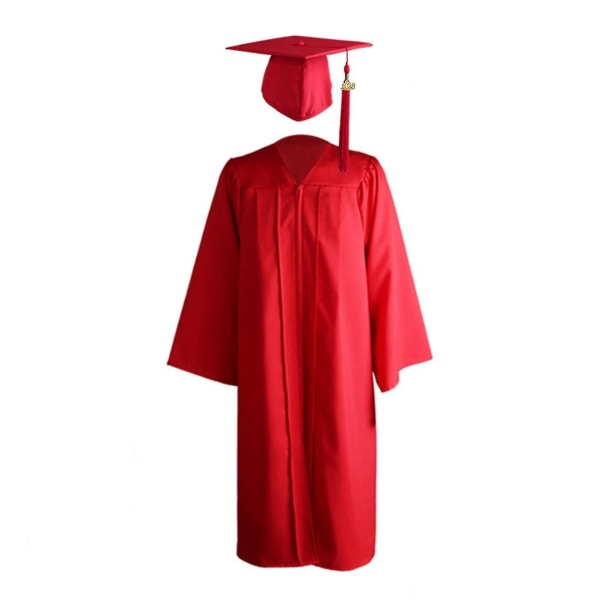 1 Set Examenklänning Hatt Tofs Dragkedja Akademisk Klädsel Red 4XL