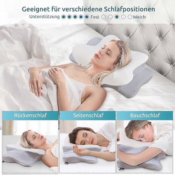 Ortopedisk Kudde, Ergonomisk Nackstödskudde Tillverkad av Memory Foam och Nackkudde för Optimalt Stöd, Kudde för Sido-, Rygg- och Magsovare