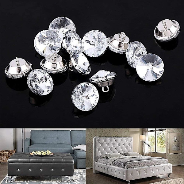 50 st Kristallklädselsknappar, 20 mm Rhinestone Kristall Runda Knappar
