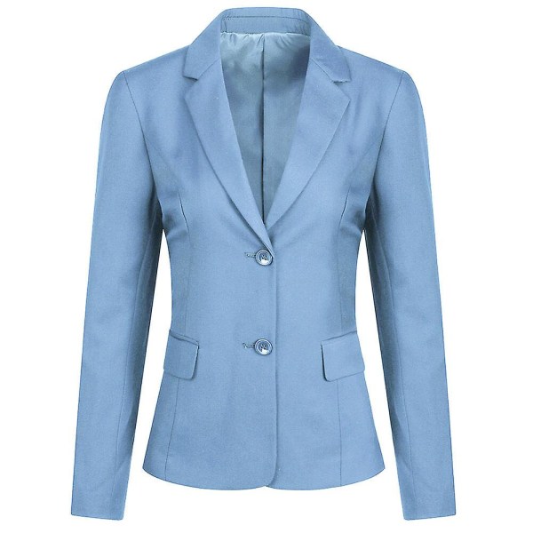 Allthemen Dam 2-delad Office Lady Business Slim Fit Blazer Byxor Light Blue S