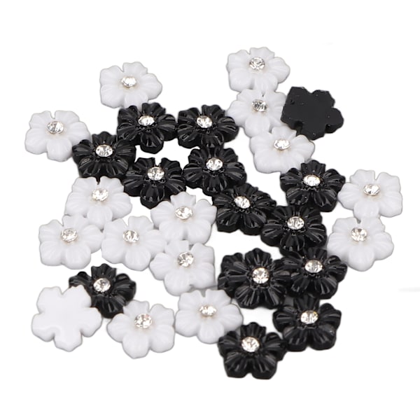 3D Blomster Nagelkonst Dekorationer Svart Vit 5-bladig Blomster Nagel Ornament för DIY Nagel Dekoration