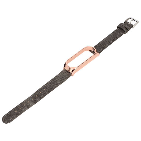 Armband i Denim-mönster Retro Armbandsersättning för Xiaomi Mi Band 6 NFC Spännstil Grå Denim Guldskal