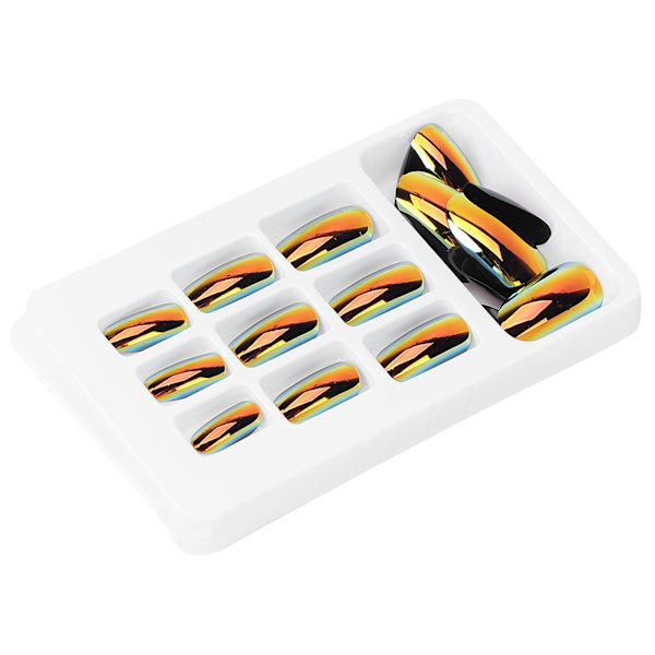 24 st Fashionabla Falska Naglar Avtagbara Ljusa Färger Falska Naglar Patch Full Cover Nagelkonst Tips01
