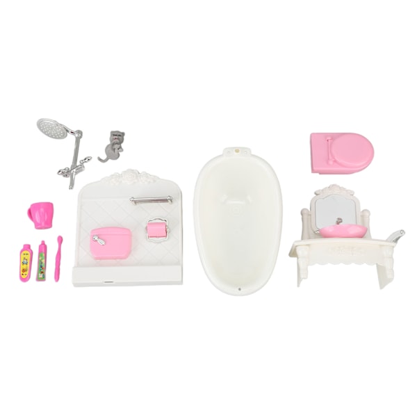 Dockhus Badrumssats Badkar Toalett Toaletbord Dockhus Toalettmöbler Set för 1/12 Dockhus Möbeltillbehör