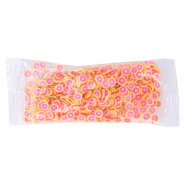 10g / Påse Polymerlera Fruktformad Nagelskiva Söt Nagel Resin Smyckestillverkning Dekoration Röd Grapefrukt