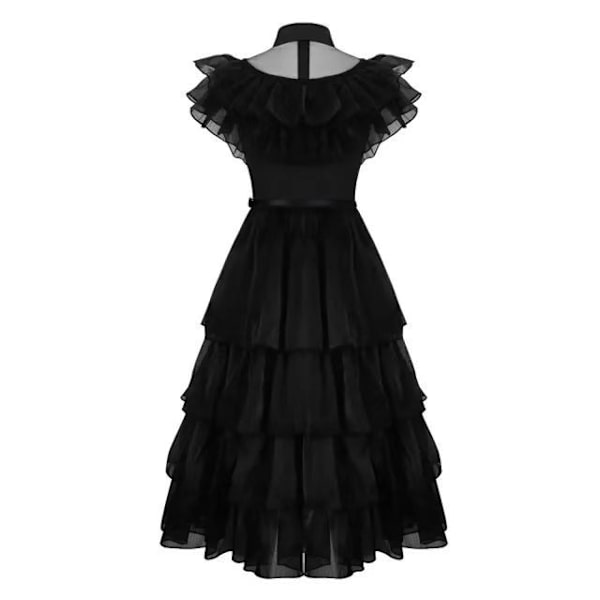 Halloween Wednesday Addams cosplay barnklänning i svart chiffong Option B 100cm