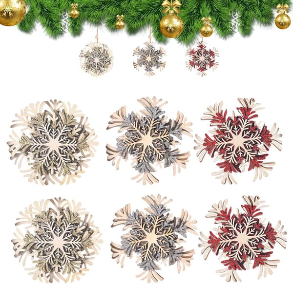 Snowflake Juldekorationer - 6 ST
