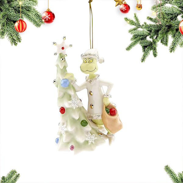 Julgranshänge med Grinch-motiv, personligt, 2D-hänge i akryl med platt tryck, julpynt 1