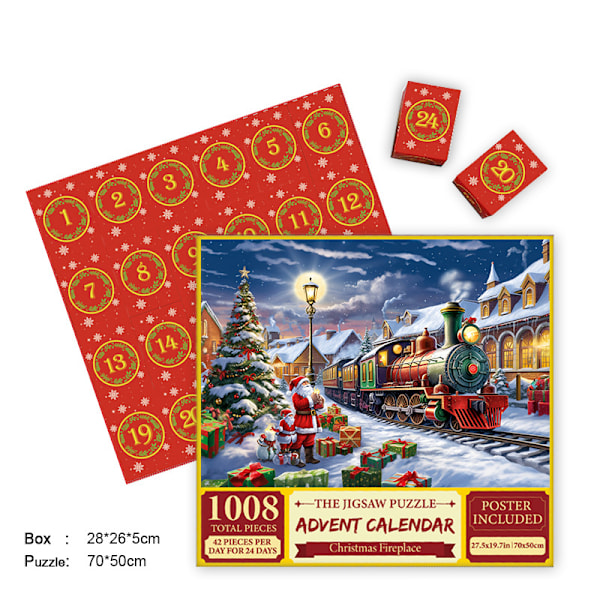 Julkalender med Nedräkning Blind Box 1008 Bitars Pussel för Vuxna Avkoppling Överraskningsgåva G