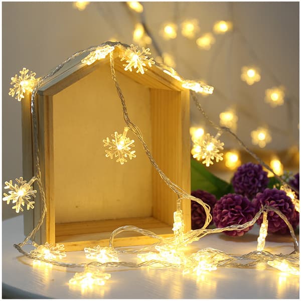 Snowflake Lighting Chain Christmas String Light LED Färgad Lampa Batterilåda String Lights 3M20led Warm Color-Battery