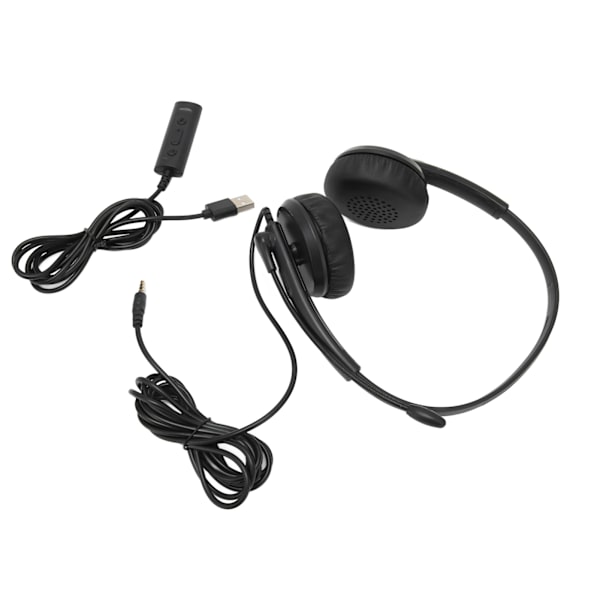 XD1000 USB-headset med 3,5 mm brusreducerande mikrofon, kundtjänstheadset för Skype, webbinarier och callcenter