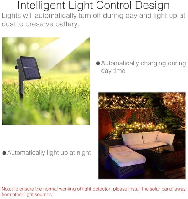 [2-pack] Litogo solcellsbelysningsremsor utomhus 12 m 120 LED