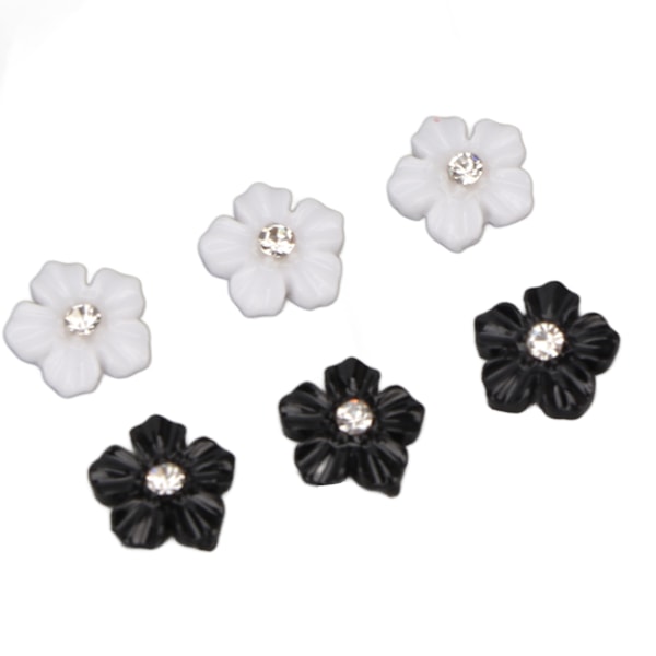 3D Blomster Nagelkonst Dekorationer Svart Vit 5-bladig Blomster Nagel Ornament för DIY Nagel Dekoration