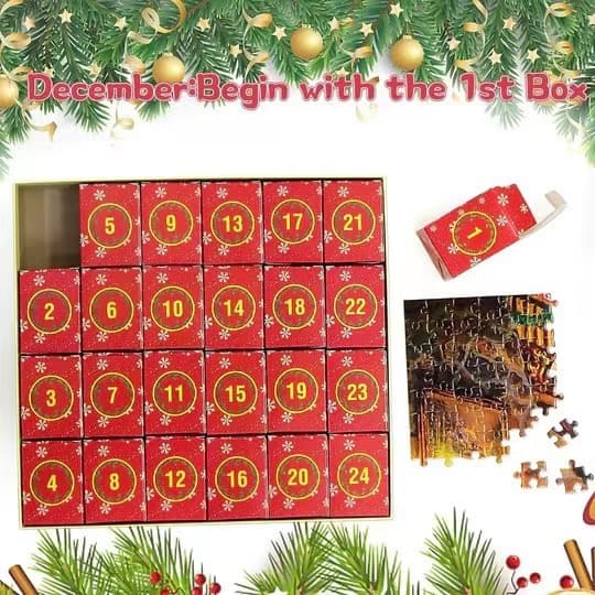 Julkalender med Blind Box-pussel 70 * 50cm S9