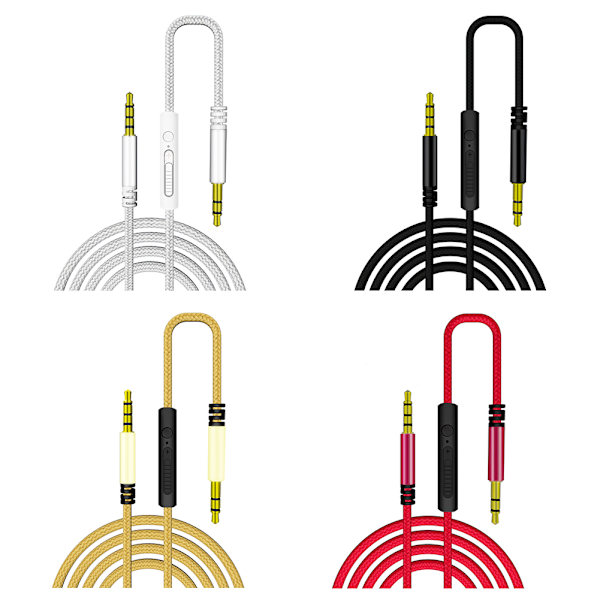 Ljudkabel 3,5 mm hane till hane, AUX-kabel med mikrofon för telefon, hörlurar, bil