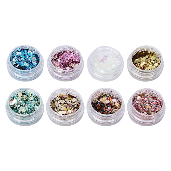 8 Ask/Set Naglartspaljetter DIY Hantverk Nagelglitterflingor Naglartsdekoration Tillbehör