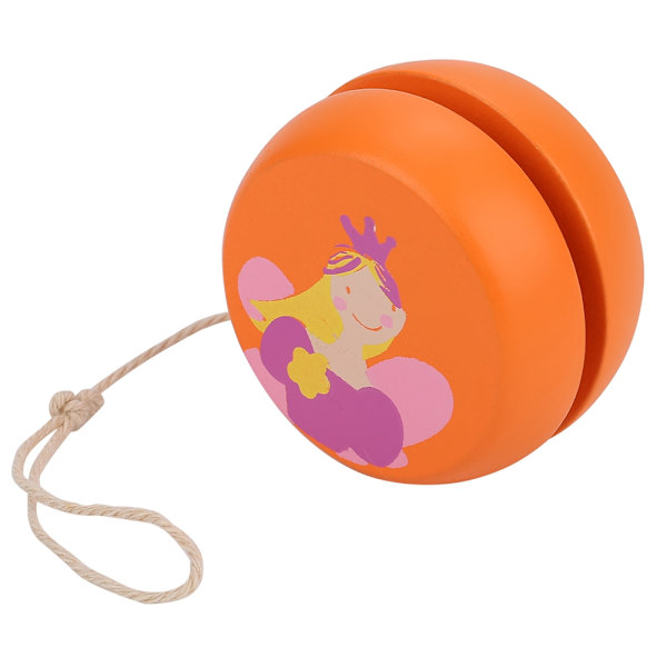 Söt tecknad trä-yo-yo boll leksak för tidig utbildning för barn (Orange prinsessa)