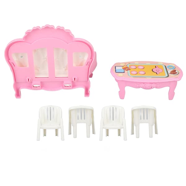 Miniatyr Vardagsrums Möbel Simulerings Soffa Kaffebord Stol Möbelmodell Set för 1/16 Dockhus Typ 2