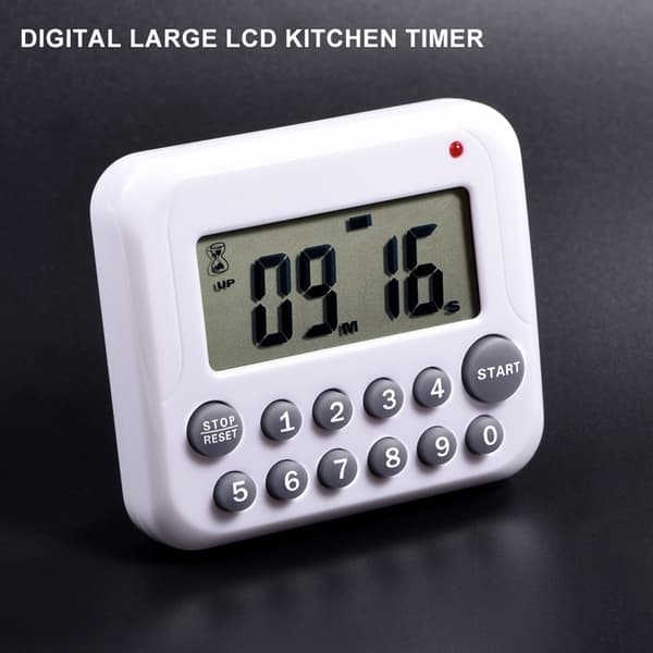 Digital Stor LCD-Timer Kök Matlagning Nedräkningsklocka 99 Minuter Alarm Batteridriven Grå