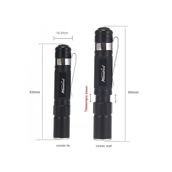 LED Mini Ficklampa Cree 1x XP-E LED 100 Lumen Zoom MN-22