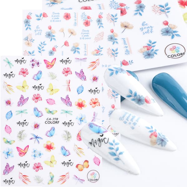 3PCS Nagelstickers Blå Fjäril Nagelstickers A