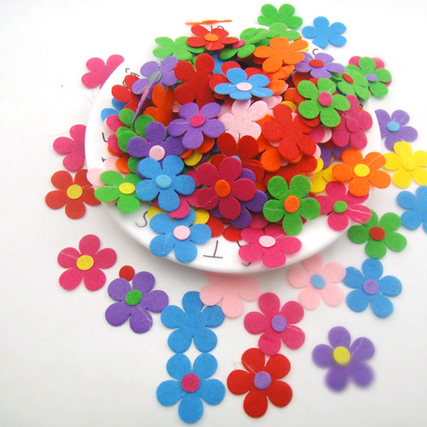 100 st 28mm DIY Filtblommor Hantverkssats för Barn Blomvas Konst och Hantverksprojekt Rolig DIY-Aktivitet för Barn